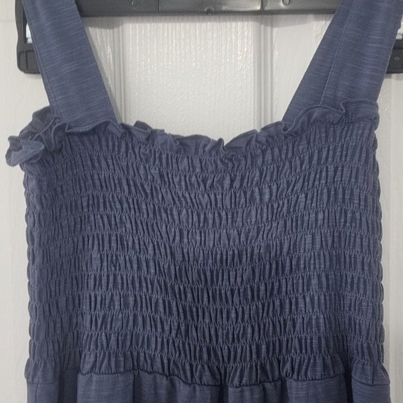 Roxy Blue Smocked Jumpsuit Romper Pockets Pant Suit Long Pants Overalls Jumpsuit - Picture 1 of 5